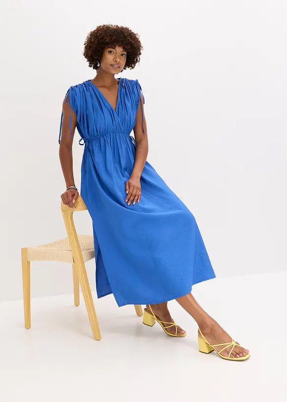 Abito lungo in tessuto a trama operata con maniche ampie, bonprix