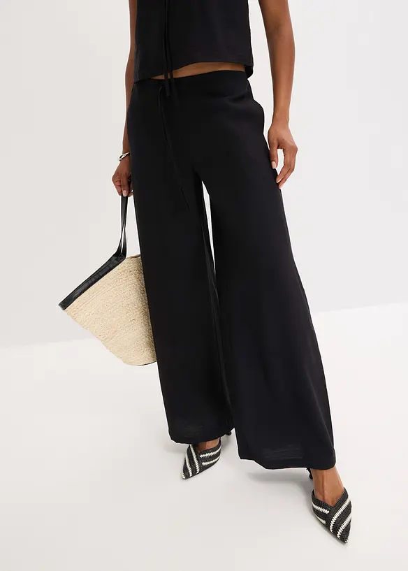 Pantaloni a palazzo in misto viscosa strutturato, bonprix