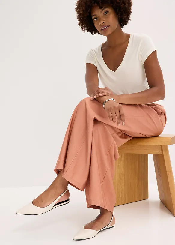 Pantaloni a palazzo in misto viscosa strutturato, bonprix