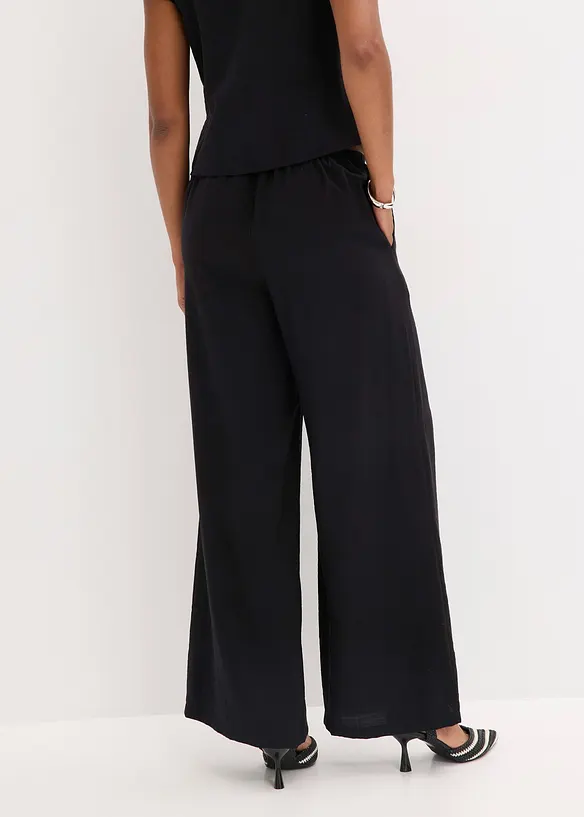 Pantaloni a palazzo in misto viscosa strutturato, bonprix