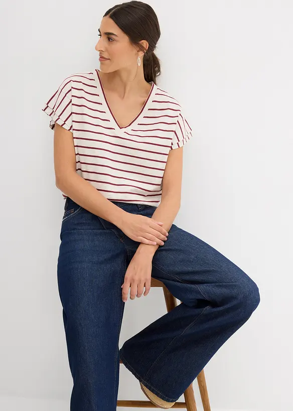 Maglia a righe con maniche a volant, bonprix