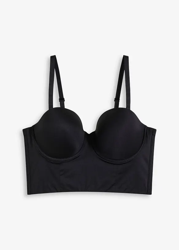 Canotta con reggiseno multiway integrato con coppe preformate ed effetto lucido, bonprix