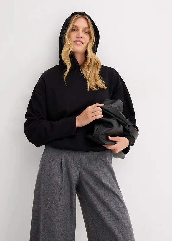Felpa con cappuccio in misto viscosa leggermente lucido, bonprix