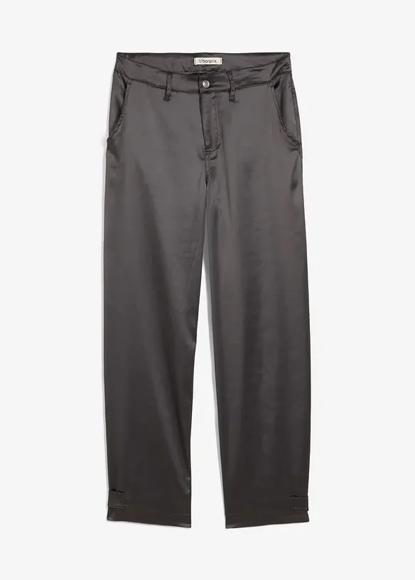 Pantaloni barrel shape in satin fluente, bonprix