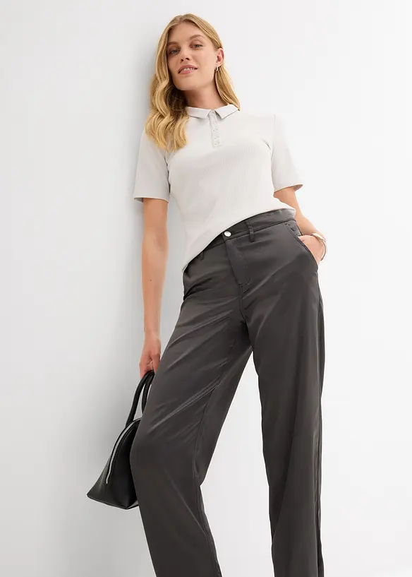 Pantaloni barrel shape in satin fluente, bonprix