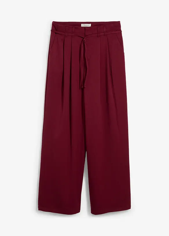Pantaloni con pinces e cintura da annodare, bonprix