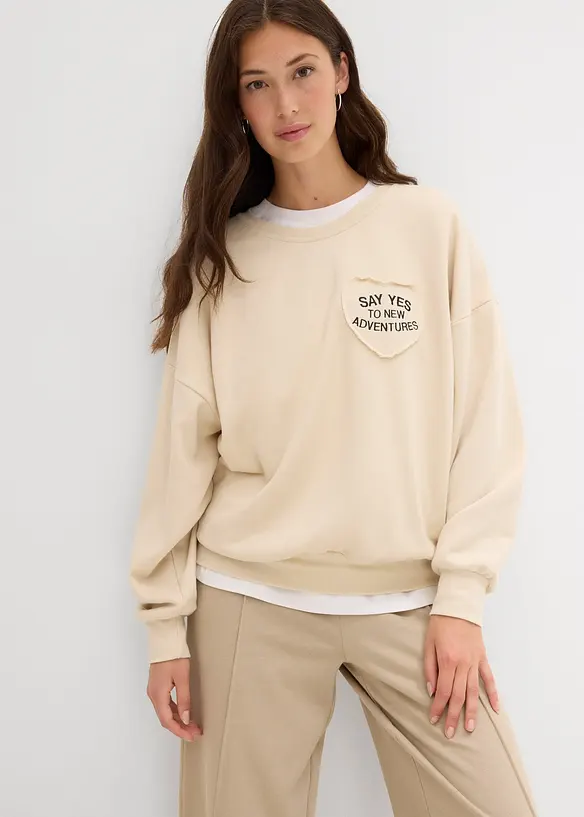 Felpa oversize in misto cotone morbido, bonprix
