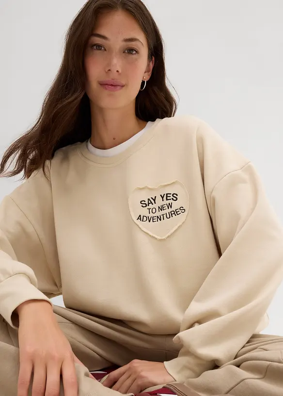 Felpa oversize in misto cotone morbido, bonprix