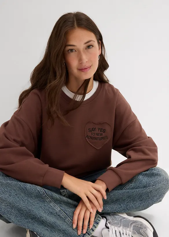 Felpa oversize in misto cotone morbido, bonprix