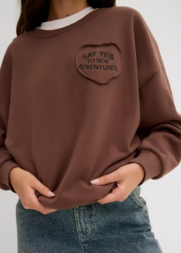Felpa oversize in misto cotone morbido, bonprix