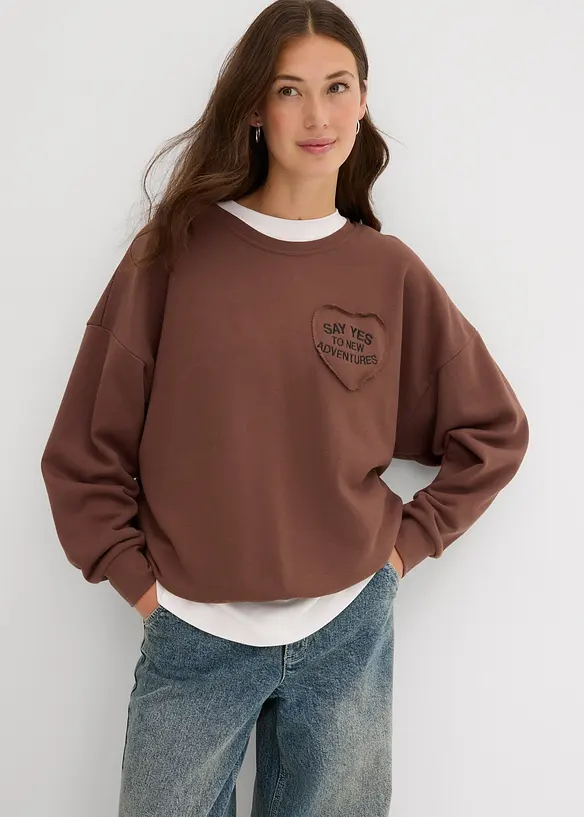 Felpa oversize in misto cotone morbido, bonprix