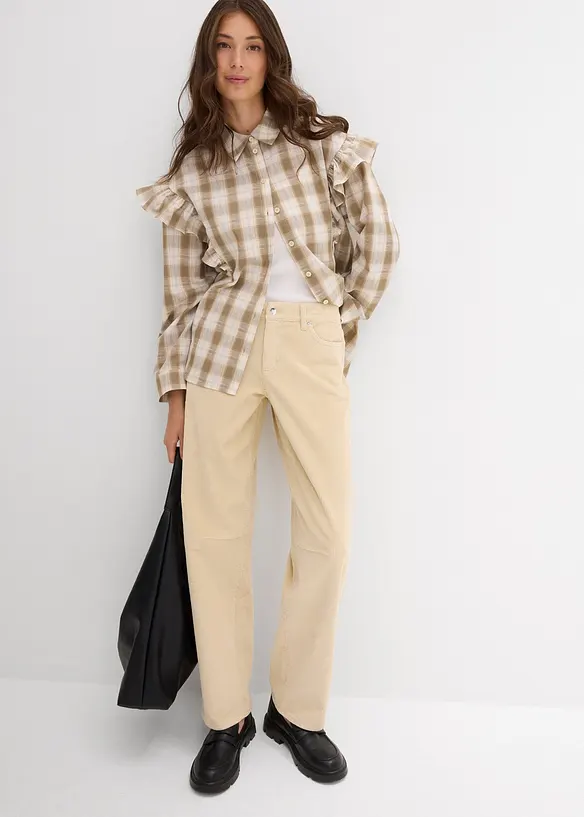 Pantaloni in velluto a coste, vita media, bonprix