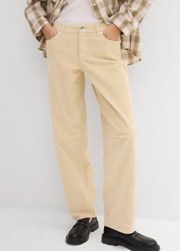 Pantaloni in velluto a coste, vita media, bonprix