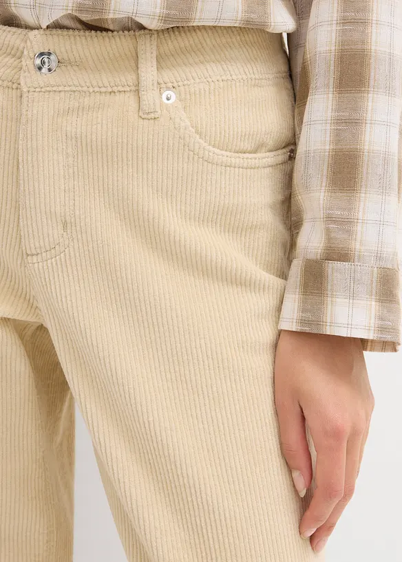 Pantaloni in velluto a coste, vita media, bonprix