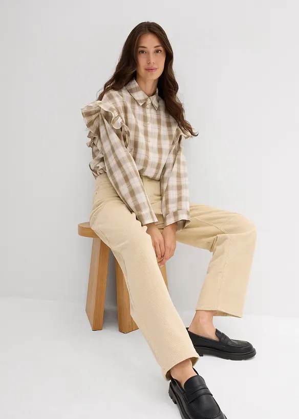 Pantaloni in velluto a coste, vita media, bonprix