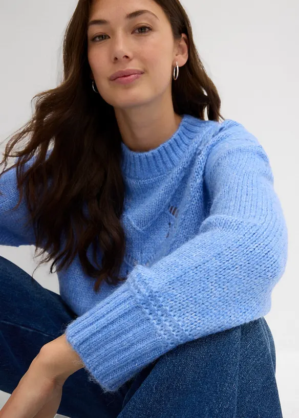 Maglione morbido in filato grosso misto lana, bonprix