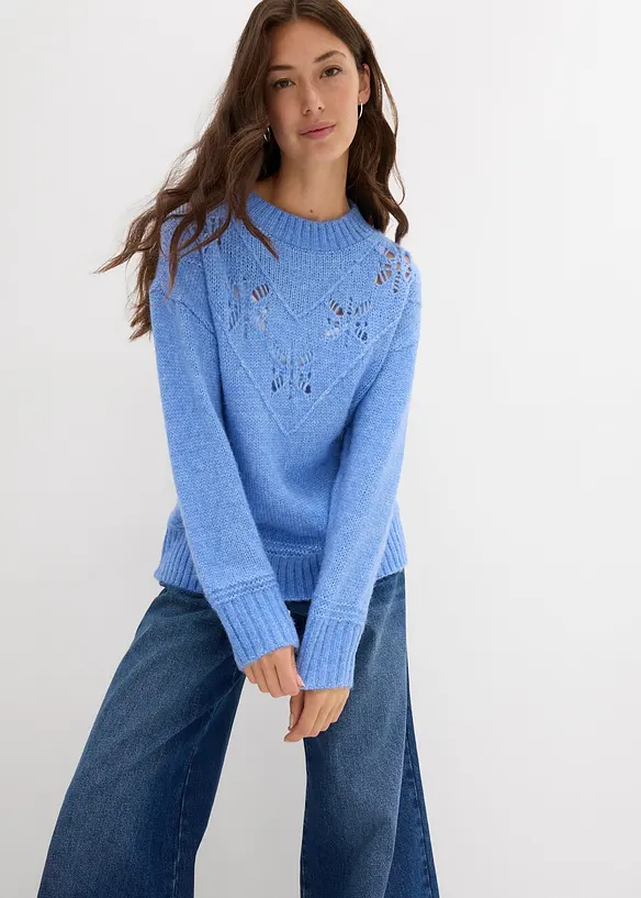 Maglione morbido in filato grosso misto lana, bonprix