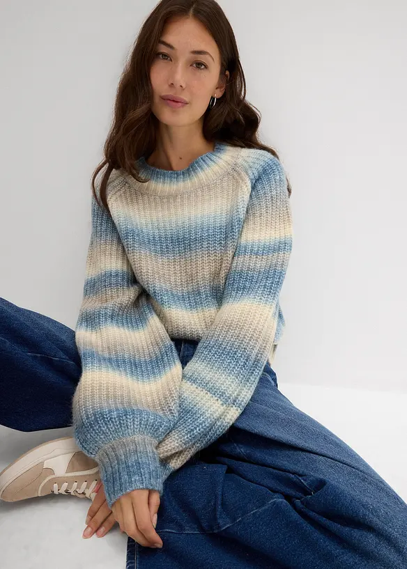 Maglione in filato grosso di misto lana morbido, bonprix
