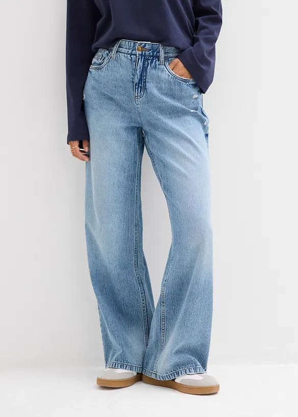 Jeans baggy, vita media, bonprix
