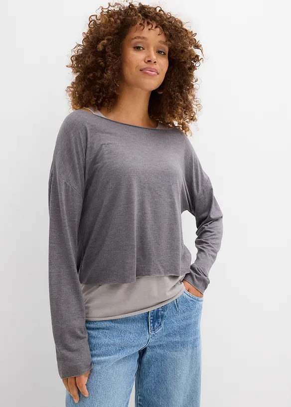 Top e maglia a maniche lunghe in jersey (set 2 pezzi), bonprix