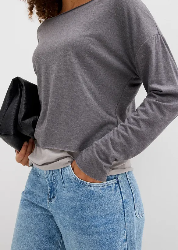Top e maglia a maniche lunghe in jersey (set 2 pezzi), bonprix