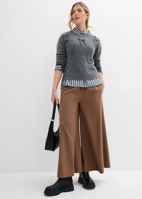 Pantaloni culotte in simil lana, bonprix