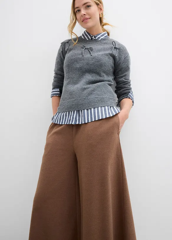 Pantaloni culotte in simil lana, bonprix