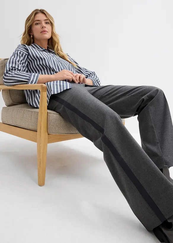 Pantaloni larghi in simil lana, bonprix