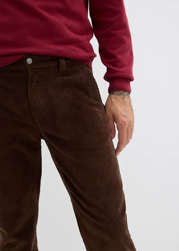Pantaloni di velluto elasticizzati relaxed fit, straight, bonprix