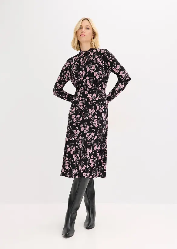 Abito midi con colletto dritto, bonprix