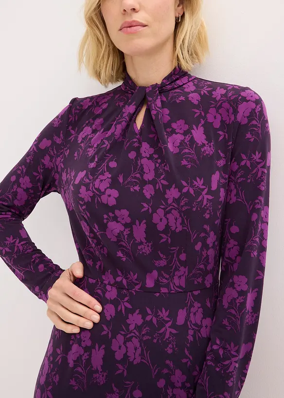 Abito midi con colletto dritto, bonprix