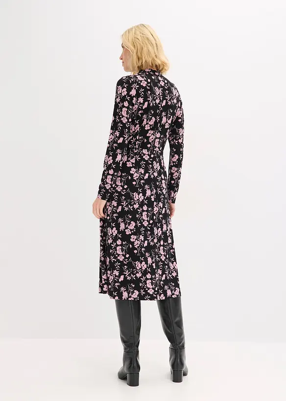 Abito midi con colletto dritto, bonprix