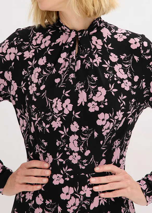 Abito midi con colletto dritto, bonprix