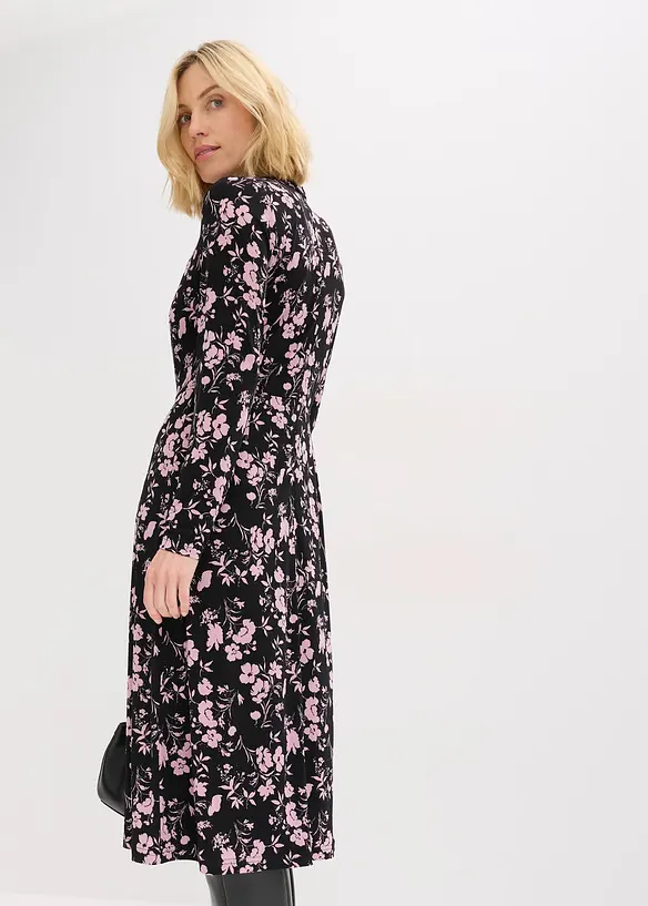 Abito midi con colletto dritto, bonprix