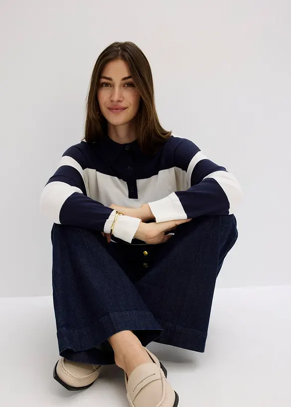 Jeans a zampa, vita alta, bonprix