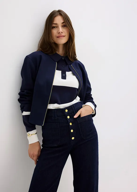 Jeans a zampa, vita alta, bonprix
