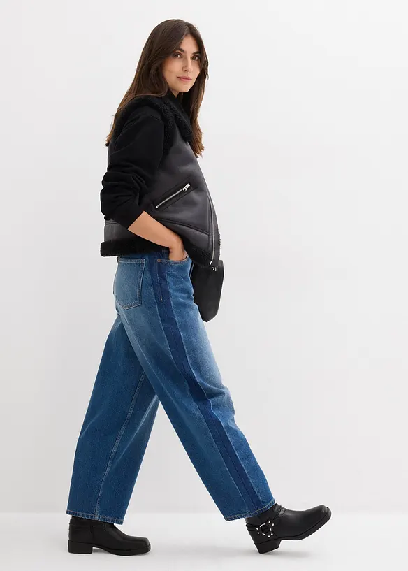 Jeans cropped a palloncino, vita alta, bonprix
