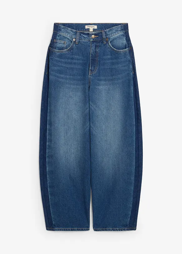 Jeans cropped a palloncino, vita alta, bonprix