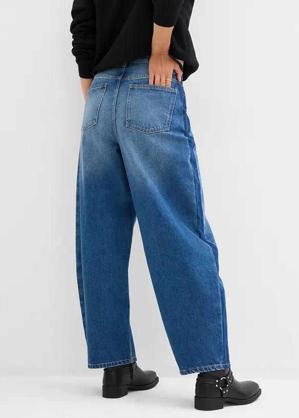Jeans cropped a palloncino, vita alta, bonprix