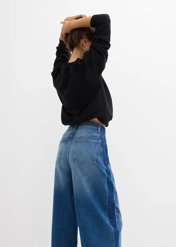 Jeans cropped a palloncino, vita alta, bonprix