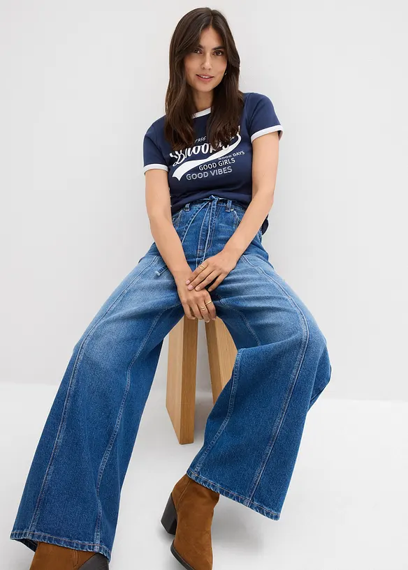 Jeans wide leg, vita alta, bonprix