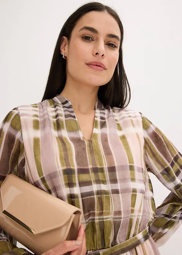 Abito in chiffon con cintura da annodare, bonprix