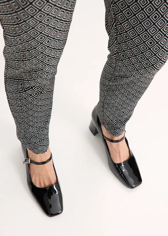 Pantaloni jacquard con elastico in vita e fibbia, bonprix
