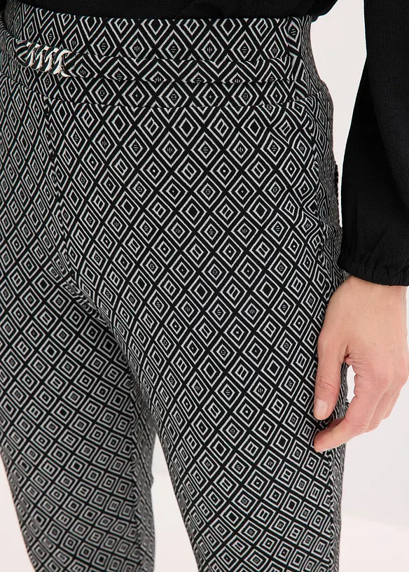 Pantaloni jacquard con elastico in vita e fibbia, bonprix