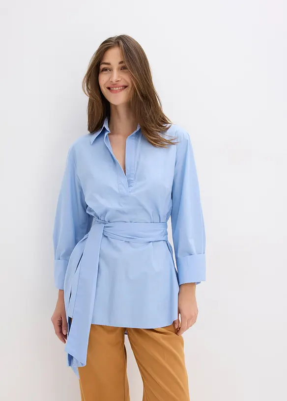 Camicetta con fiocco in puro cotone, bonprix