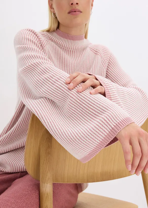 Maglione oversize con collo dritto, bonprix