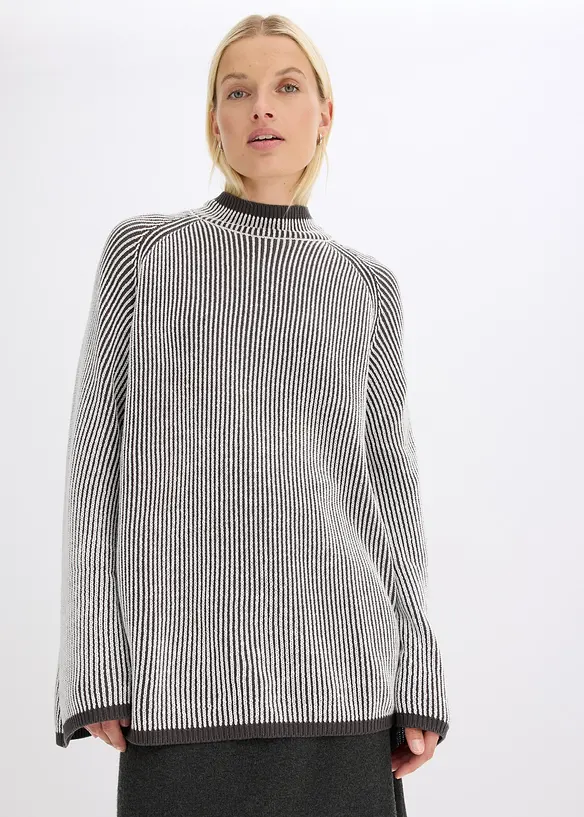 Maglione oversize con collo dritto, bonprix