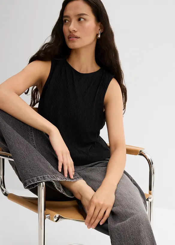Top in crinkle operato, bonprix