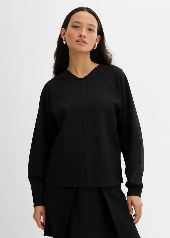 Maglia a maniche lunghe in morbido punto di Roma, bonprix
