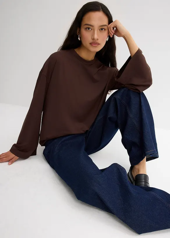 Maglia lunga in tessuto fluido, bonprix